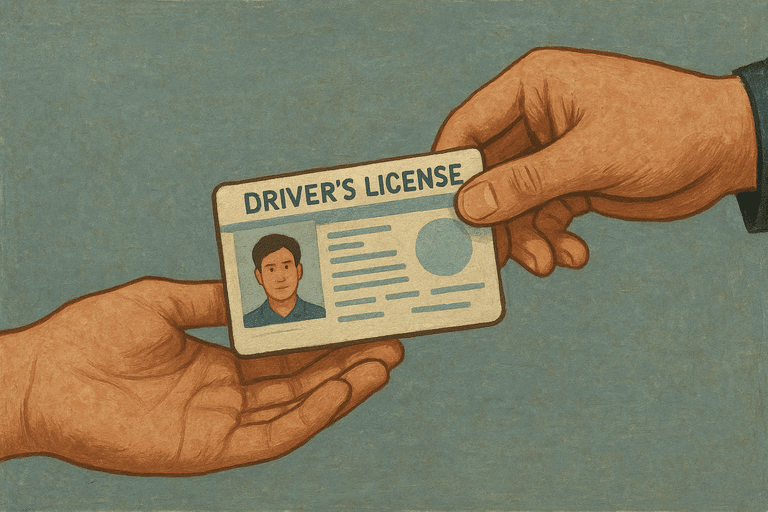 Illustration of international driving license exchange