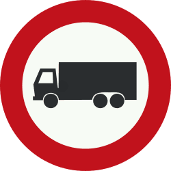 Nederlands verkeersbord: Lorries - Trucks forbidden