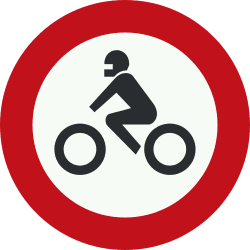 Nederlands verkeersbord: Motorbikes - Motorcycles prohibited