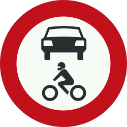 Nederlands verkeersbord: Motorcycles and cars prohibited