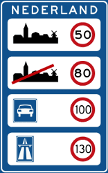 Nederlands verkeersbord: National speed limits