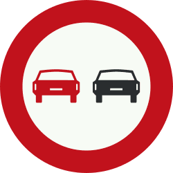Nederlands verkeersbord: Overtaking not allowed