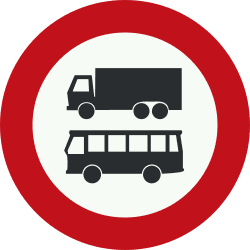 Nederlands verkeersbord: Trucks and buses prohibited