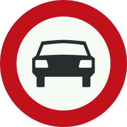 Nederlands verkeersbord: Vehicles - Cars prohibited